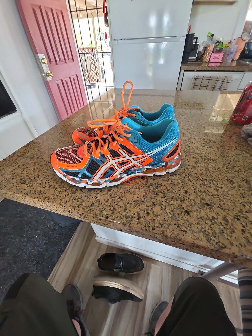 ASICS gel-Kayano 21 Running Shoes Orange Blue Men's Size 8.5 T4H2N